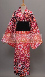Vocaloid Hatsune Miku Project DIVA Meiko Cosplay Costume Kimono Red with Flower Pattern