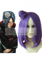 Naruto Akatsuki Konan Short Purple 40cm Cosplay Straight Wig