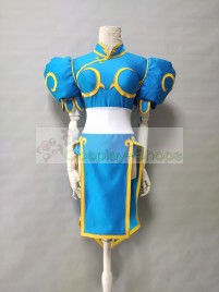Street Fighter Chun-Li sky blue Cosplay Costume