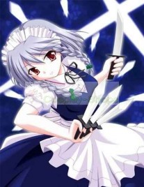 Touhou Project The Embodiment of Scarlet Devil Izayoi Sakuya Blue and White Maid Cosplay Costume