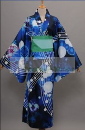 Vocaloid Hatsune Miku Project DIVA Hatsune Miku Cosplay Costume Kimono Deep Blue