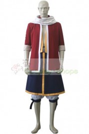 Fairy Tail Natsu Dragneel Cosplay Costume Red and Dark Blue