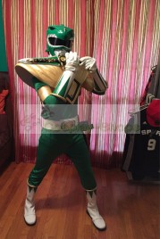 Power Rangers Mighty Morphin MMPR Green Ranger DragonRanger Burai  Cosplay Costume with Shield Prop