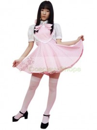 Pink Plaid Pattern Sweet Cotton Maid Outfit
