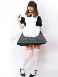Black White Puff Half Sleeves Maid Costume