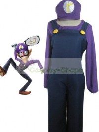 Super Mario Bros(SMB) Waluigi Purple and Dark Blue Cosplay Costume