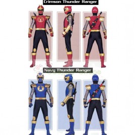Power Rangers Ninja Storm Navy Thunder Ranger / Crimson Thunder Ranger Cosplay Costumes